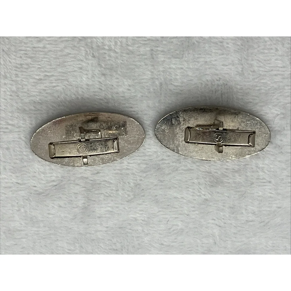 Vtg Silver Tone Cufflinks Dual Texture Smooth Wave Old‎ Money Estate Luxury MCM